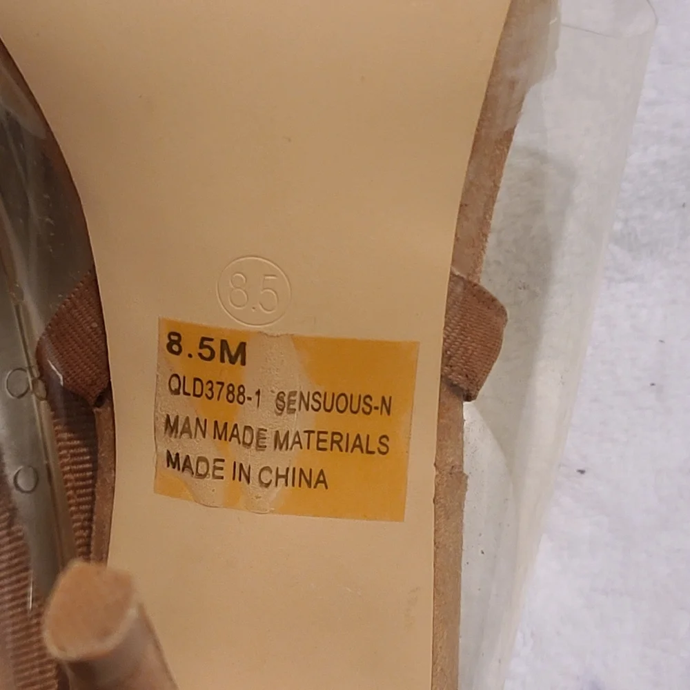 Fashion Nova | Sling back Sandal Heels Faux Suede Nude Size 8.5
